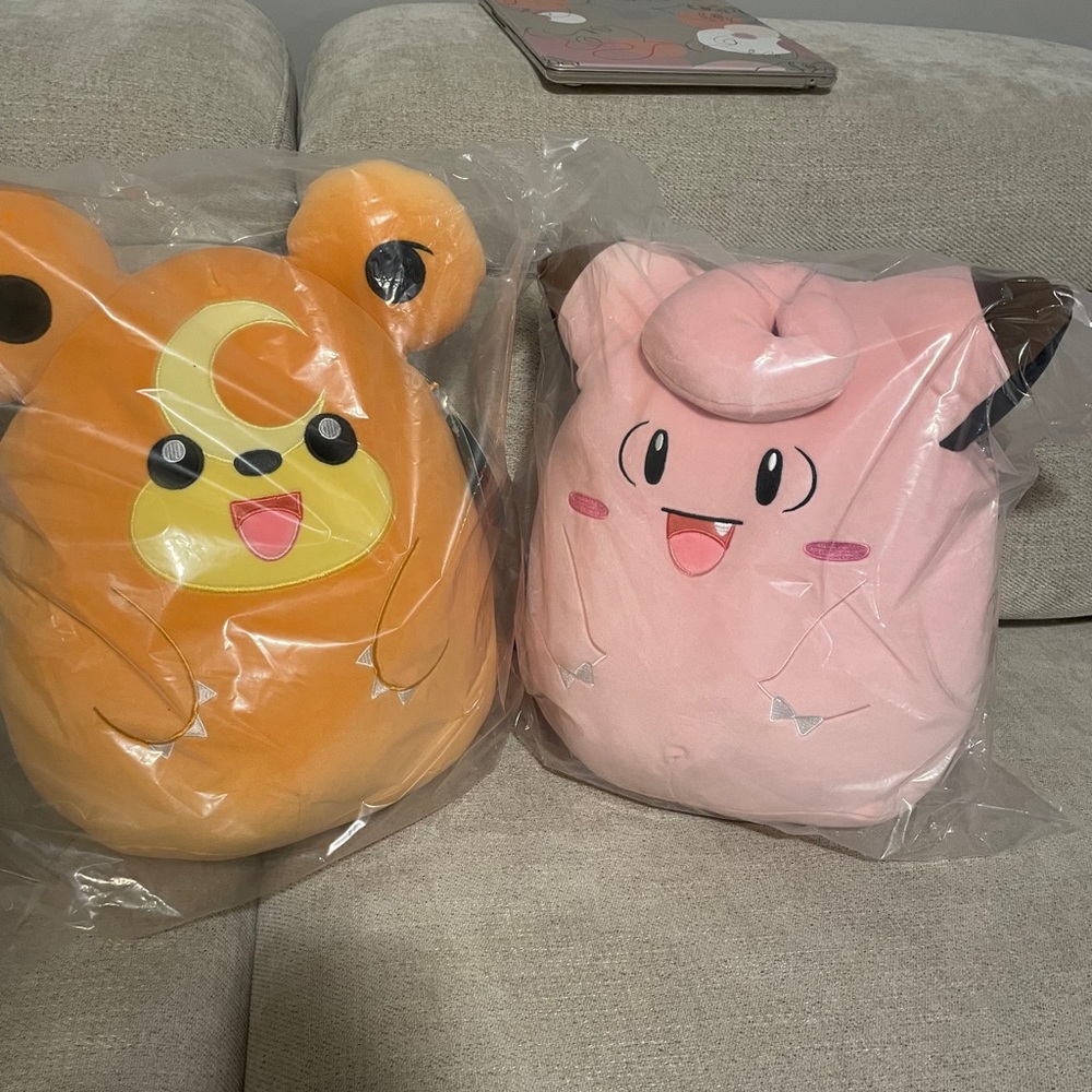 Pokemon Clefairy & Teddiursa Squishmallow 12" Inch Pokemon Center Bundle